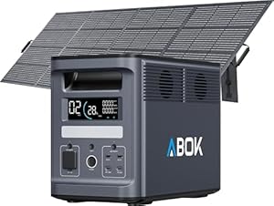 ABOK Ark2000 Powerstation LiFePO4, erweiterbar auf 4, 6kWh, 1, 3h 0–100% Schnellladung, 2000W AC Solargenerator mit UPS & App-Steuerung für Camping, Notfälle, Wohnmobile & Off-Grid Ark2000 + 400W