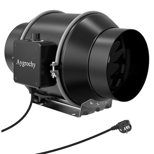 Aygrochy 150mm Ventilador de extracción ajustable 595 m³/h, Ventilador Extractor de Aire con controlador de velocidad variable para Baño, Sótano, Garaje, Cocina, Tente de Culture Hydroponique