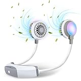 MUMMED Ventilador de cuello sin cuchillas, Ventilador Portatil, Mini Ventilador Recargable, 3 velocidades de viento, rotación de 360 ​​°, diseñado para viajes, oficina y actividades al aire libre