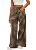 Acelitt Women's Casual Striped Color Block Pants Drawstring...