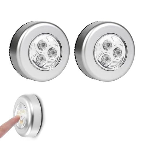 Lampe Spot LED Éclairage Supplémentaire, Spots LED Autocollants à Piles, Lumières Tactiles Intelligentes à Coller, Lot de 2 Lampes Sans Fil à Activation Tactile...