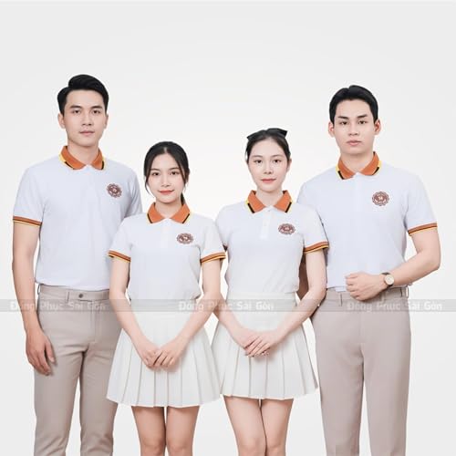 Áo đồng phục công ty màu trắng phối bo cao cấp cover art