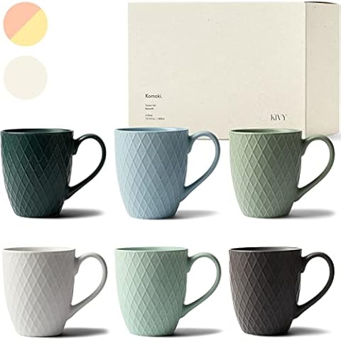 KIVY Tassen Set 6er x 400ml - Große Kaffeetassen 6er Set - Kaffeetassen Set Modern Cover