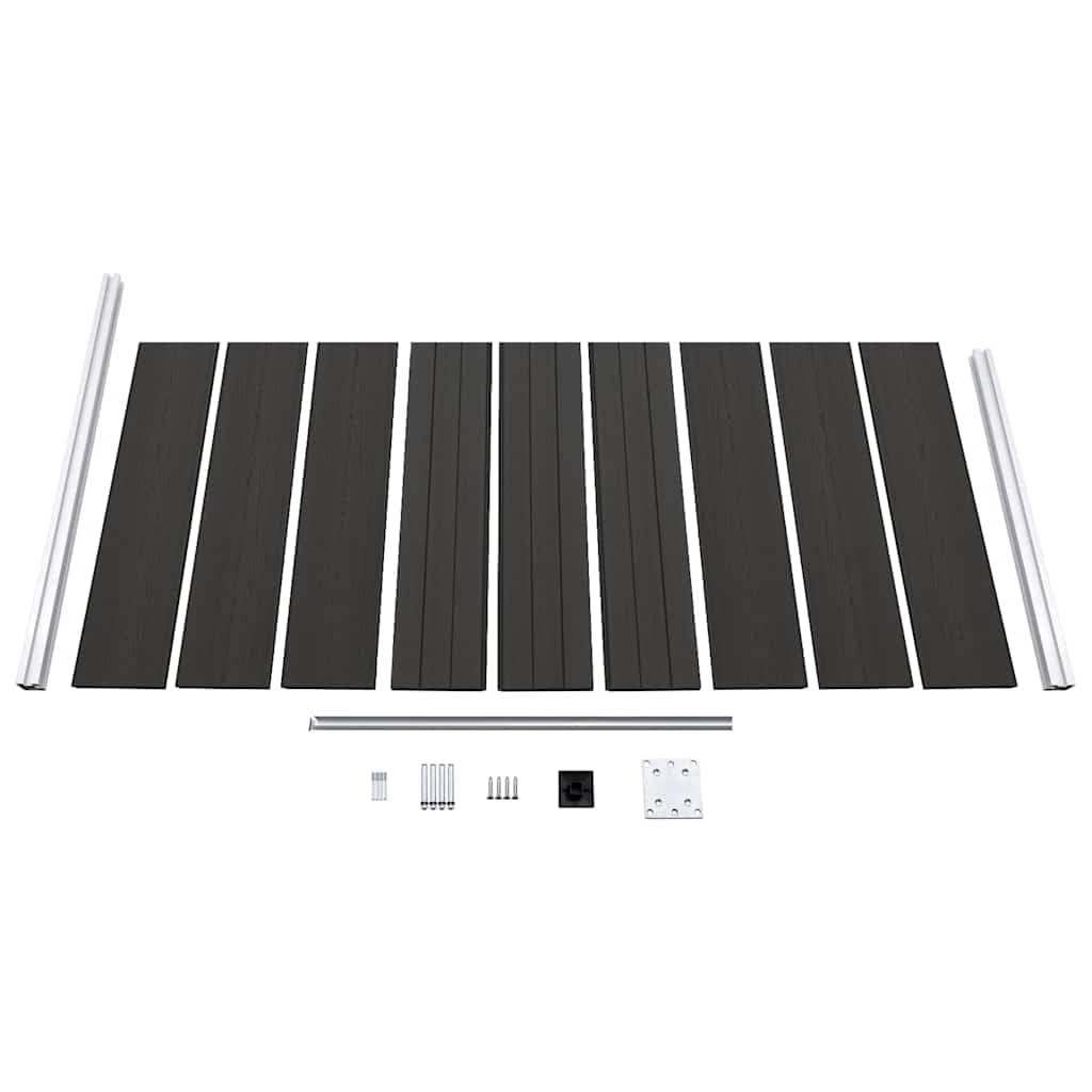 WPC Zaunelement 95x186 cm Schwarz, Sichtschutzzaun für Garten und Terrasse, langlebiges Zaunpaneel aus Holz-Kunststoff-Verbundwerkstoff mit Aluminium-Oberprofil