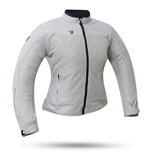 DEGEND SMART LADY Veste moto pour femme résistante à la chaleur [ Été ] avec protections amovibles | Homologué, Argenté, M