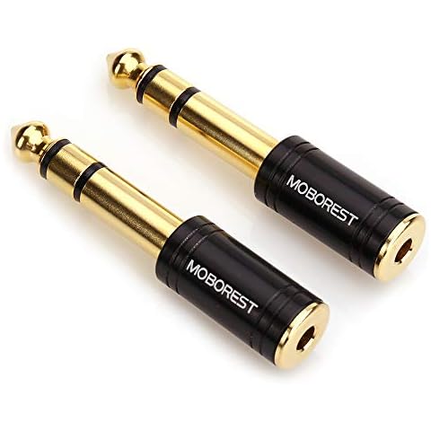 MOBOREST 3.5mm to 1/4" Adapter - Authentic Genuine Universal 6.35mm Pure Copper Adapter Jack - 3.5mm (1/8 Inch) Female to 6.35mm (1/4 Inch) Male Headphone Adapter, Black Fashion 2-Pack Cover