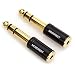 MOBOREST 3.5mm to 1/4" Adapter - Authentic Genuine Universal 6.35mm Pure Copper Adapter Jack - 3.5mm (1/8 Inch) Female to 6.35mm (1/4 Inch) Male Headphone Adapter, Black Fashion 2-Pack