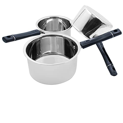 Image of Spillbox Stainless Steel Induction and Gas Compatible Heavy Base Sauce Pan | Tea Pan | Milk Pan | TPan | Pot | Flat Base Tapeli | Patila | Boiler Chai Pan | Boiler Cookware Set | Boiling Vessel | Container for Kitchen Utensils Cookware - Plain (medium)