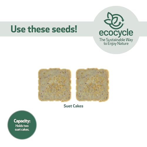 EcoCycle Suet Snacker Recycled Plastic Bird Feeder for Woodpeckers, Outdoor Wild Bird Feeder and Décor, 2 Cake Capacity, Blue by EcoCycle - Used condition - Image 6