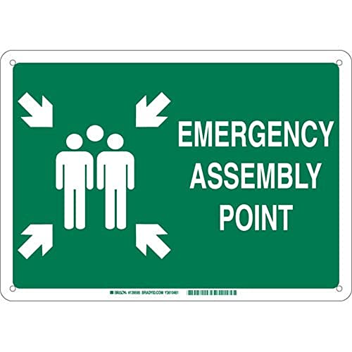 Panneau point de montage d'urgence vert et blanc Brady 139602