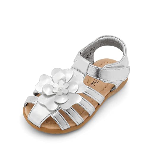Image of DREAM PAIRS Girls Toddler /Little Kid Closed-Toe Flower Summer Dress Sandals Shoes