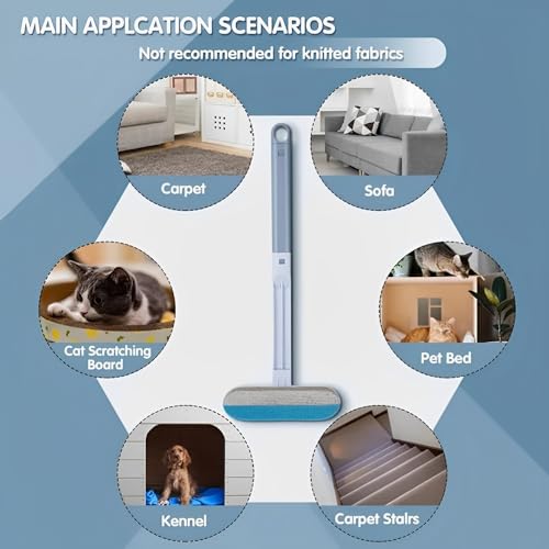 Redreo Tierhaarentferner Multifunktion Langen Griff Fusselrolle für Katzenhaare Hundehaare entfernen, Katzenhaarentferner für Sofa, Bett, Teppich, Kratzbaum