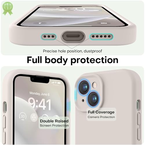 Image of LOVE 3000 Designed for iPhone 14 Case, Premium Silicone with [Soft Anti-Scratch Microfiber Lining] Shockproof Protective Phone Case for Men Women Girls 6.1 inch, Stone