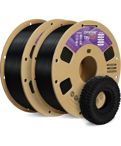 Image of OVERTURE TPU Filament 1.75mm Flexible Roll, 95A Soft 3D Printer Filament, 1kg Spool (2.2 lbs), Fit Most FDM Printer (TPU Black 2-Pack)