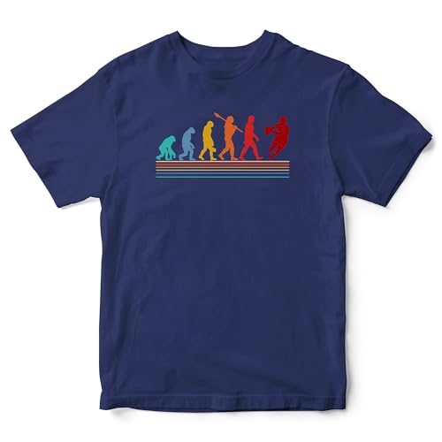 Purple Print House Kids Retro Rugby Evolution T Shirt Vintage Scrum Rugga Sports Boy Girl Gift Top, 9-11 Years, Navy