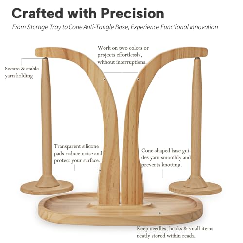 Image of Rose and burlap Yarn Holder Double Strong Magnetic Holds 2.2 lbs(Natural) | N52 Magnets; Tray Design for storage; Silicone Pads For silence