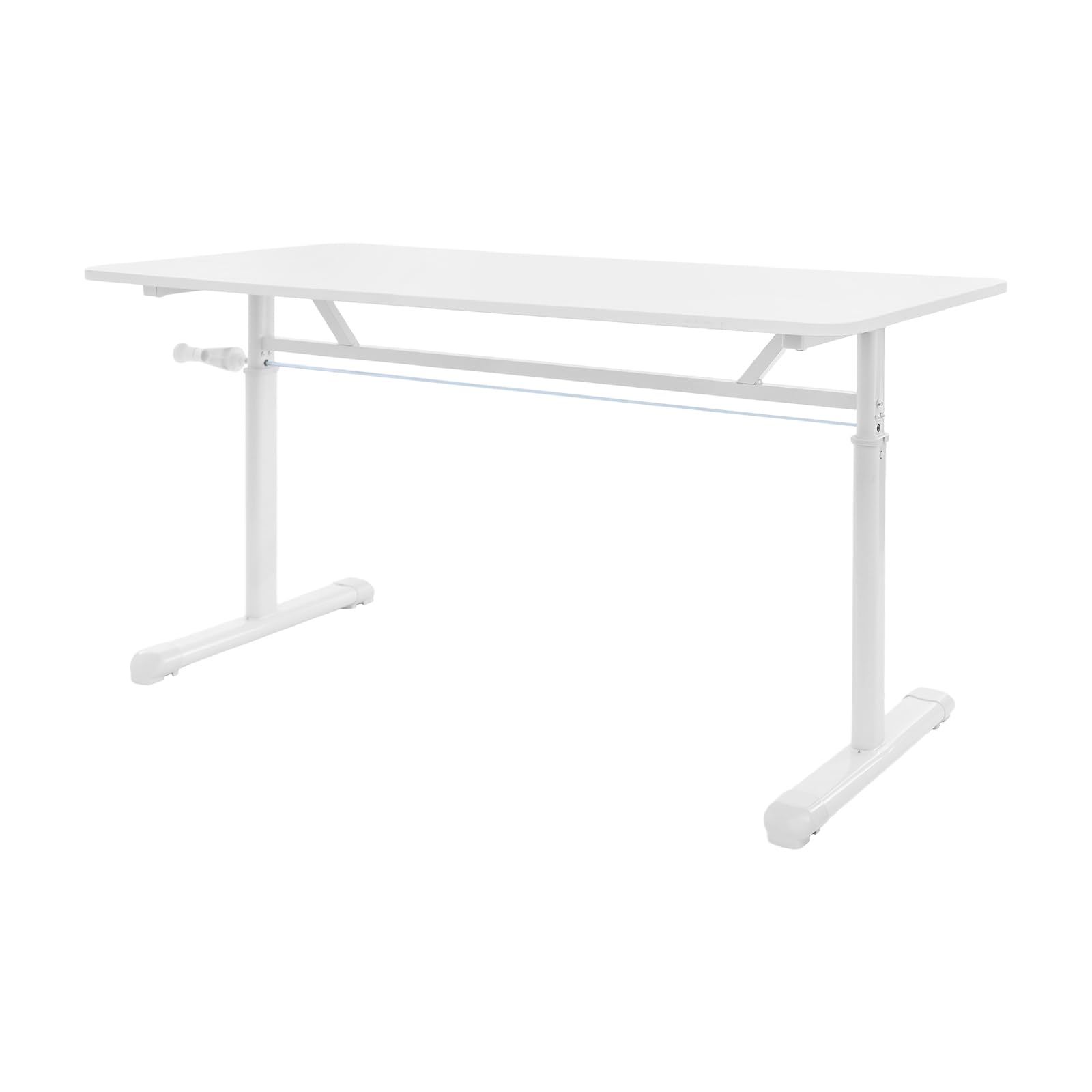 Scrivania regolabile in altezza, scrivania 120 x 60 cm, piano 1,5 cm, spessore tavolo da ufficio, 65 – 90 cm, altezza con struttura in ferro per ufficio, casa, ufficio (bianco)