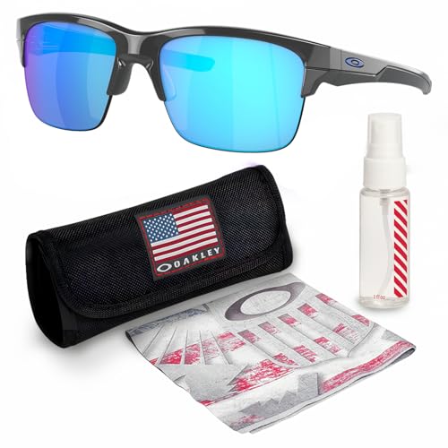 Oakley OO9316 Thinlink Rectangle Shaped Non-Polarized Sunglasses for Men – Includes Official Eyewear Kit – Dark Grey Frame with Sapphire Iridium Lens