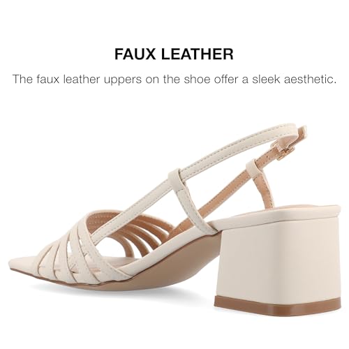 Journee Womens Strappy Buckle Sling Back Covered Block Heel Open Square Toe Shayana Comfort Foam Sandals3