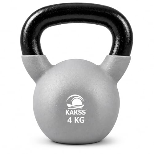 Image of Kakss Half Coating Neoprene Kettlebell (2kg to 40kg)(Proudly Made in India) (4kg, Grey)