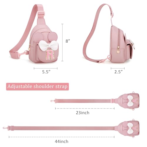 Image of Initial Purse for Girls Kids,Birthday Gifts for 3-8 Years Old | Personalized Crossbody Bag, Small Toddler Sling Bags Cute Fanny Pack, Gifts for Daughter Sister Grandkids, Pink R