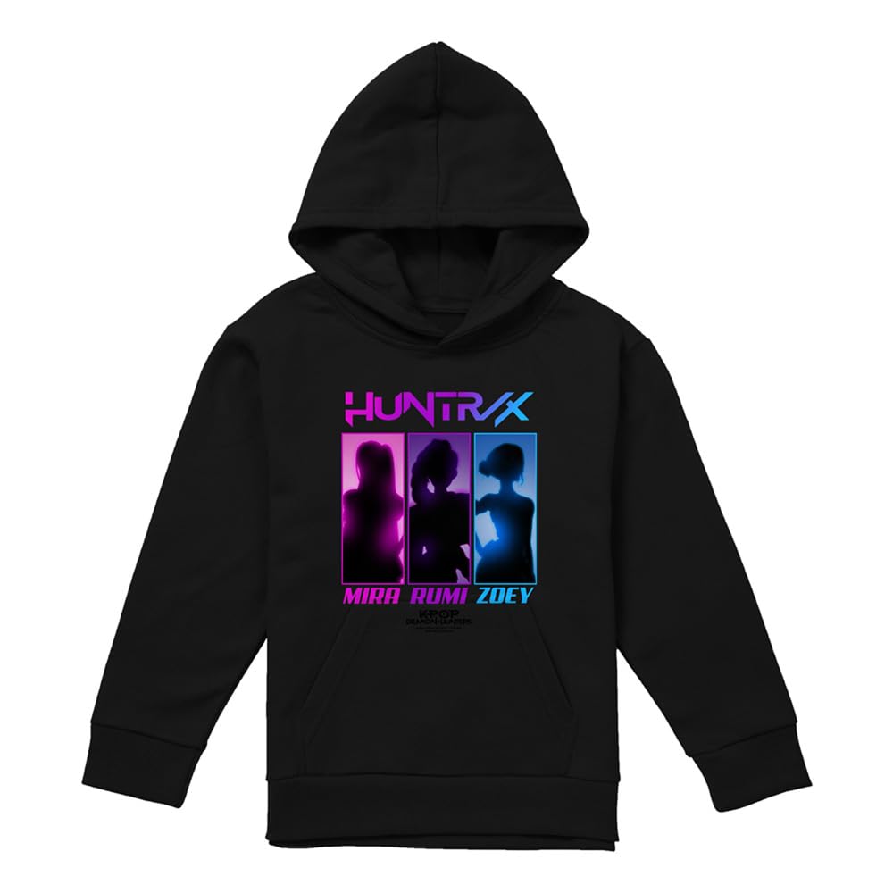 K-Pop Demon Hunters Huntrix Spotlights Youth Kids Boy/Girls Pull-Over Hoodie, Black, 9-11