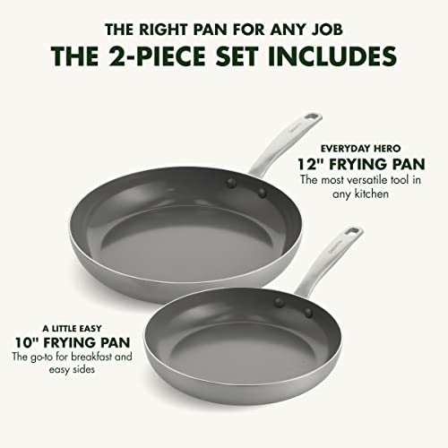 GreenPan Chatham Tri-Ply Stainless Steel Healthy Ceramic Nonstick 10" and 12" Frying Pan Skillet Set, PFAS-Free, Induction Suitable, Dishwasher Safe, Silver - Image 2