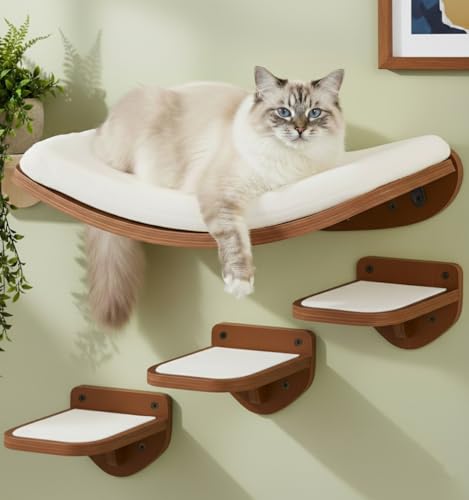 LAMOOSHIK Walnut Finish Cat Wall Shelves