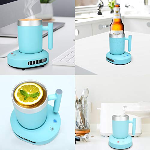 YEOSEN Coffee Mug Warmer and Cooler - 2 IN 1 Beverage Warmer and Drink Cooler with Mug, Auto Shut Off Mug Cooler and Warmer for Office Desk Use (Up to 131F or 46F), Blue