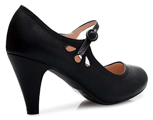 Olivia K Women's Kitten Heels Mary Jane Pumps - Adorable Vintage Shoes- Unique Round Toe Design with an Adjustable Strap3