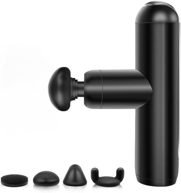 Mini Massage Gun, Portable Muscle Relaxer with 4 Attachments, Black Mini Massage Gun, Portable Muscle Relaxer with 4 Attachments, Black