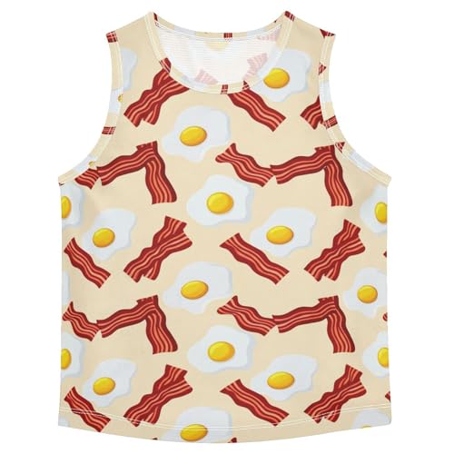 J JOYSAY Fried Egg Bacon Tan Boys Tank Top Sleeveless Muscle Shirts Quick Dry Kids T-Shirts 3-15T