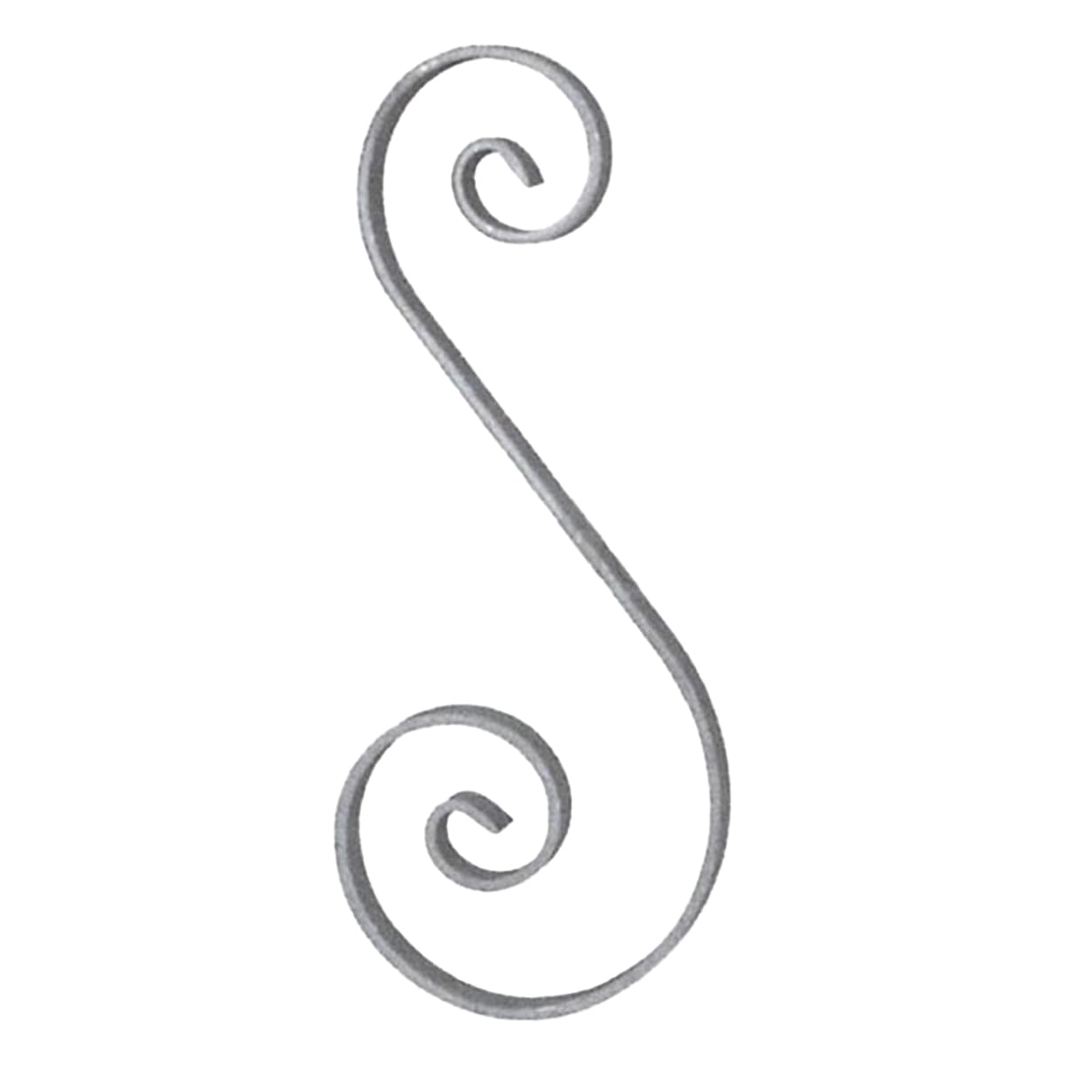 Riccio a S in ferro battuto con finali rastremato rigato H. 360 x L. 130 mm piatto 12x6 mm set 5 pezzi Made in Italy