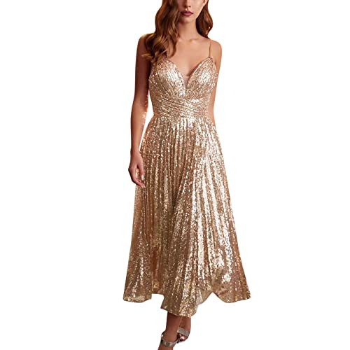 Robe Soiree Femme Sequins Robes Sexy Robe Soiree Paillette Chic Et Elegant Jupe Cocktail Dress Festive Fete Tenue Nouvel an Disco Glamour