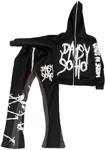 Hip Hop Spider Web Plush Hoodie Set Y2k Loose Sports Shirt Pants Men and Women Couple