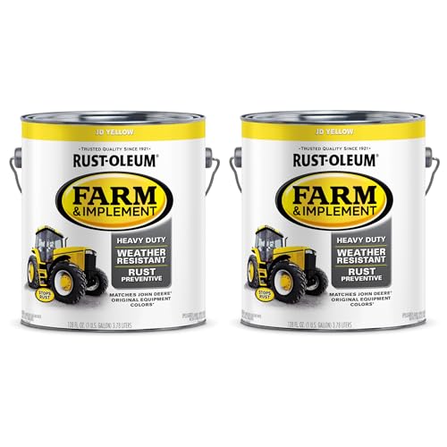 Image of Rust-Oleum 280175-2PK Farm & Implement Enamel Paint, Gallon, JD Yellow, 2 Pack