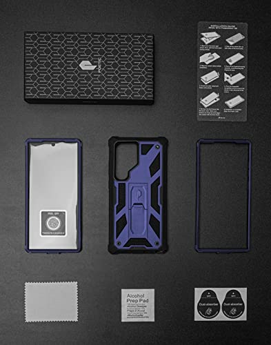 Poetic Spartan Case for Samsung Galaxy S23 Ultra 5G 6.8 inch, Built-in Screen Protector Work with Fingerprint ID, Full Body Rugged Shockproof Protective Cover Case with Kickstand, Midnight Blue