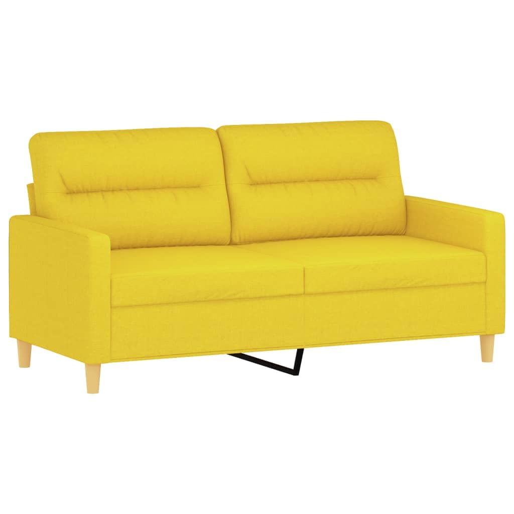 Juego de 2 piezas de sofá con cojín de ruedas, tejido amarillo claro para salón, resistente y transpirable, asiento acolchado grueso y reposabrazos, estructura de madera contrachapada