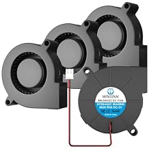 WINSINN 50mm 5015 Blower Fan 5V 6000PRM, 3D Printer 5 Volt Fans Blower Turbine Turbo Hydraulic Bearing, 50mmx15mm Brushless High PRM Cooling Blower Fan 2PIN Pack of 4Pcs