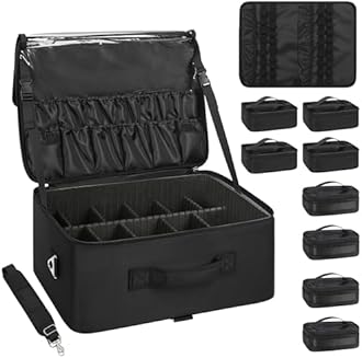 Relavel Rolling Makeup Case, Makeup Backpack Professional Makeup Artist Train Case