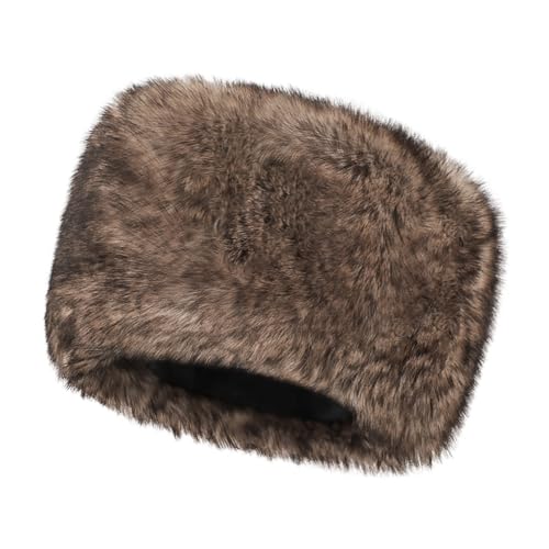 Image of Faux Fur Cossack Hat Fuzzy Trapper Trooper Hat Windproof Warm Russian Ushanka Winter Ski Hunting Cap Unisex