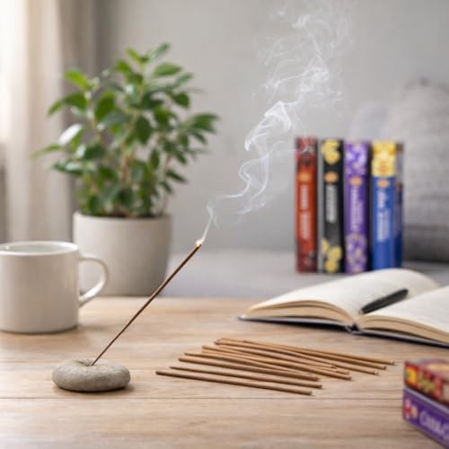Miniatura 2 de Set de Incienso Natural Surtido con 5 Aromas y 100 Varillas, Incienso aromático para Relajación, Meditación y Yoga, Pack Regalo con Bolsa y QR, Hecho en la India