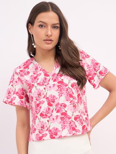 Image of SheWill Women's Embroidered Cotton Blend Ethnic & Western Top