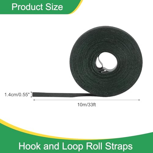 Image of uxcell 0.55inch x 33ft Hook and Loop Roll Straps, Multi-Purpose Hook and Loop Tape with Adhesive, Cable Ties Organize Strap Fastener Roll for Home Office, Black