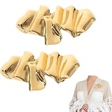 Lot de 2 broches dorées pour femme, design irrégulier. Cette broche femme élégante accesso...