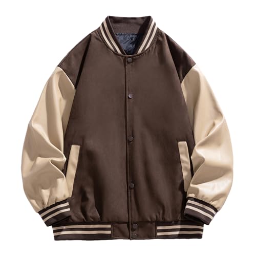 Men's Casual Jacket Leather Long Sleeve Loose Thin Section Fall and Winter Retro Hundred Baseball Clothing Jacket3