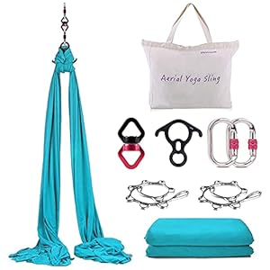 WWahuayuan-10M-Premium-Aerial-Silks-Equipment-Yoga-Pilates-Swing-Aerial-Yoga-Antigravity-Hammock-Trapeze-for-Acrobatic-DanceAir-Yoga-Aerial-Yoga-Hammock WWahuayuan 10M Premium Aerial Silks Equipment Yoga Pilates Swing Aerial Yoga Antigravity Hammock Trapeze for Acrobatic Dance,Air Yoga, Aerial Yoga Hammock (Blue)