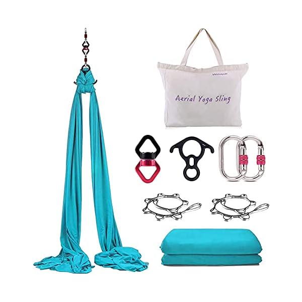 WWahuayuan-10M-Premium-Aerial-Silks-Equipment-Yoga-Pilates-Swing-Aerial-Yoga-Antigravity-Hammock-Trapeze-for-Acrobatic-DanceAir-Yoga-Aerial-Yoga-Hammock WWahuayuan 10M Premium Aerial Silks Equipment Yoga Pilates Swing Aerial Yoga Antigravity Hammock Trapeze for Acrobatic Dance,Air Yoga, Aerial Yoga Hammock (Blue)