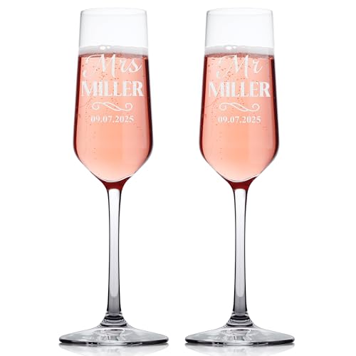 Personalized Engraved Wedding Champagne Flutes Set