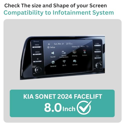 Image of Wisely 4Pcs - Screen Guard for KIA SONET (2024-26+) HTK HTK PLUS HTX Car - 8 Inch Display (2Pcs) Infotainment System & (2Pcs) AC Panel Protector - Stereo Accessories - Touch Responsive - HD Clear, Easy Installation